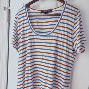 NO LONGER AVAILABLE Veronica Beard Linen Scoop-neck Striped T-Shirt size L